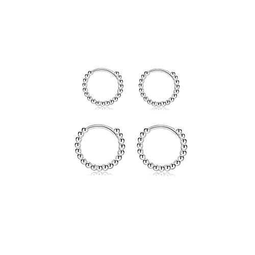 Creolen Silber 925, 2 Paar Ohrringe Silber (8mm/10mm) | Ohrringe Silber Creolen Set Klein für Damen Herren Mädchen von CRASLYMO