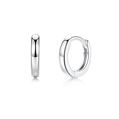 Creolen Silber 925 Klein Ohrringe Silber Creolen für Damen Herren Mädchen | Creolen Huggie Ohrringe Silber Schmuck Durchmesser 8mm, 10mm, 12mm Breite 2mm von CRASLYMO