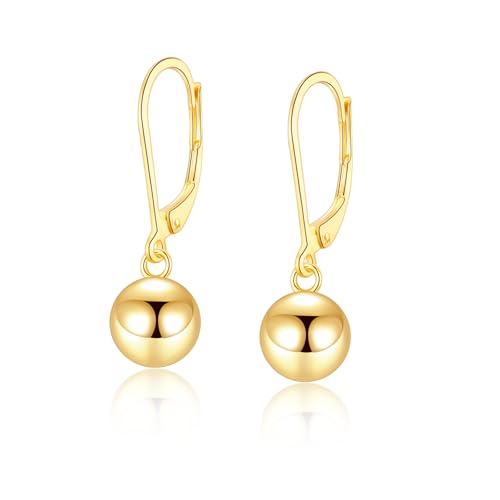 Ohrringe Gold Hängend Ball für Frauen Mädchen Dangle Drop Creolen Vergoldet Schmuck von CRASLYMO