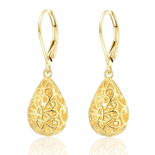 Ohrringe Gold Wassertropfen Ohrhänger für Damen Frauen, hypoallergener Hängeohrringe Schmuck Geschenke von CRASLYMO
