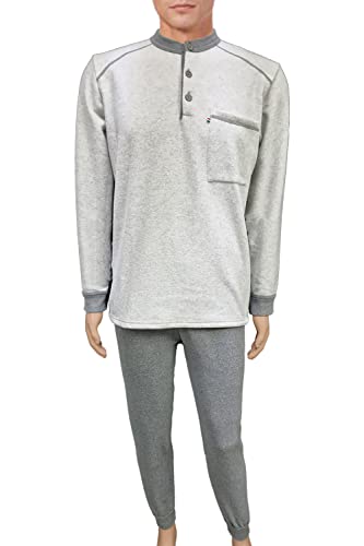 Herren-Winter-Schlafanzug, Punto Milano (ähnlich wie Fleece), handwerkliches Produkt, hergestellt in Italien mit hochwertigen italienischen Stoffen. Alles Made in Italy, 214002 Matteo Grau, XXXXL von CRV PAJAMAS AND SOCKS CRAVANA