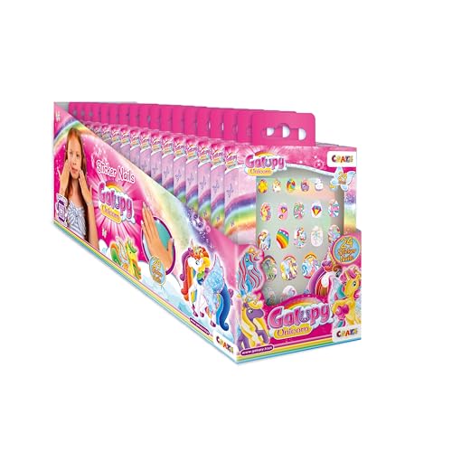 CRAZE Sticker Nails Galupy Unicorn - 432 Stück Nägel Zum Aufkleben für Kinder, Selbstklebende Künstliche Fingernägel, Nagelset Kinder Mädchen von CRAZE