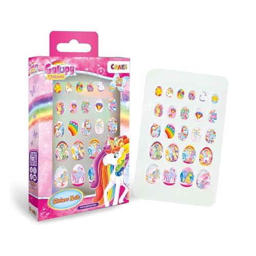 CRAZE Sticker Nails Galupy Unicorn - 24 aufklebbare Nägel für Kinder, selbstklebende Fingernägel, Fingernagelset Kinder Mädchen, Nägel zum aufkleben Kinder von CRAZE