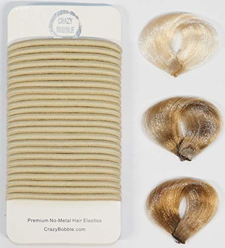 Crazy Bobble® Premium-Haargummis, nicht-metallisch, 4 mm dick, für Erwachsene und Kinder, Hellblond, 24 Stück von CRAZY BOBBLE