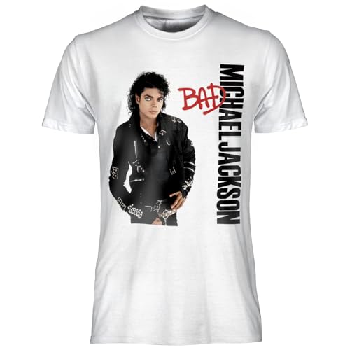 CRAZY FOR ROCK Michael Jackson T-Shirt, offizielles Bad. Unisex-T-Shirt aus Baumwolle, reguläre Passform für Erwachsene und Jungen, Weiß, Small von CRAZY FOR ROCK