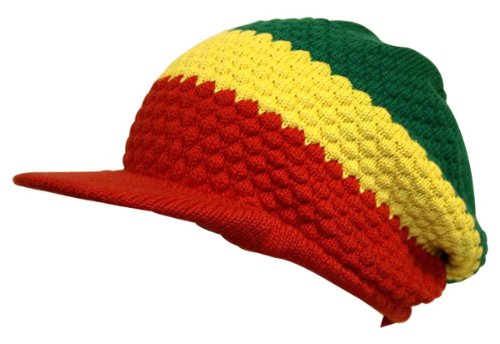 CRAZY LIZARD Rasta Reggae Strickmütze 3 Stripes Bob Marley Beanie with Peak by von CRAZY LIZARD