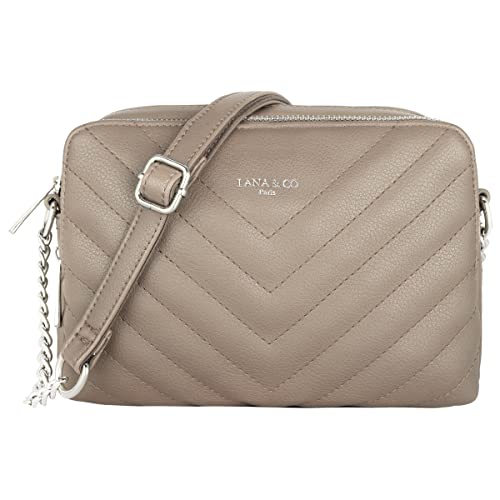 CRAZYCHIC - Damen Gesteppte Umhängetasche - Kleine Handtasche Kette Schultertasche - Frau Steppmuster PU Leder Tasche - Rechteckige Viele Fächern Crossbody Bag Clutch Kettentasche Handy Party - Beige von CRAZYCHIC