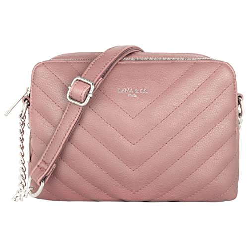 CRAZYCHIC - Damen Gesteppte Umhängetasche - Kleine Handtasche Kette Schultertasche - Frau Steppmuster PU Leder Tasche - Rechteckige Viele Fächern Crossbody Bag Clutch Kettentasche Handy Party - Rosa von CRAZYCHIC