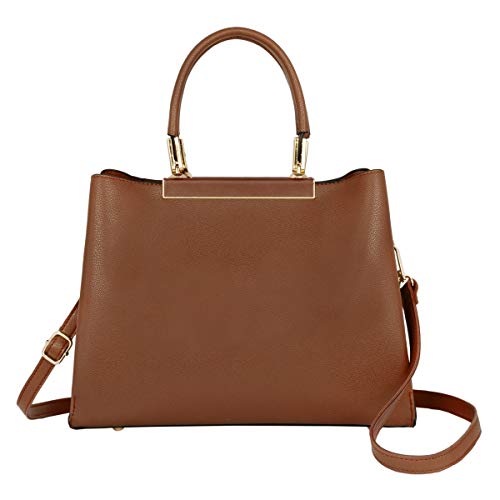 CRAZYCHIC - Damen Handtasche - PU Leder Top Griff Schultertasche - Elegante Henkteltasche Umhängetasche - Viele Fächer City Tasche Tote Shopper Bag - Frau Crossbody Bag Damentasche Mode - Kamel Braun von CRAZYCHIC