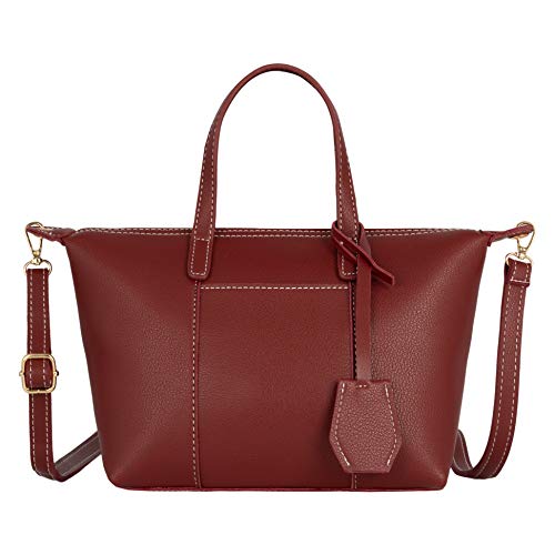 CRAZYCHIC - Damen Kleine Handtasche - PU Leder Trapez Umhängetasche Schultertasche - Tote Shopper Bag - Mini Shopping Bag - Frauen City Tasche Crossbody Messenger Bag - Alltag Mode - Bordeaux Rot von CRAZYCHIC