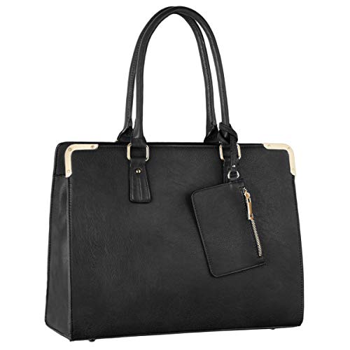 CRAZYCHIC - Damen Tote Handtasche - Frauen Large Shopper Bag PU Leder - Arbeit Schule Aktentasche Businesstasche - Umhängetasche Schultertasche Elegante - Messenger Bag Crossbody Tasche - Schwarz von CRAZYCHIC