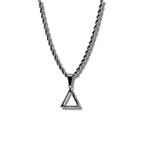 CRBNCNCPT® Kette mit Carbon Fiber Dreieck Anhänger | Schwarze Edelstahlkette | Rope Chain | Edle Männer Halskette | Kohlenstoff Triangle | Herren Schmuck von CRBNCNCPT