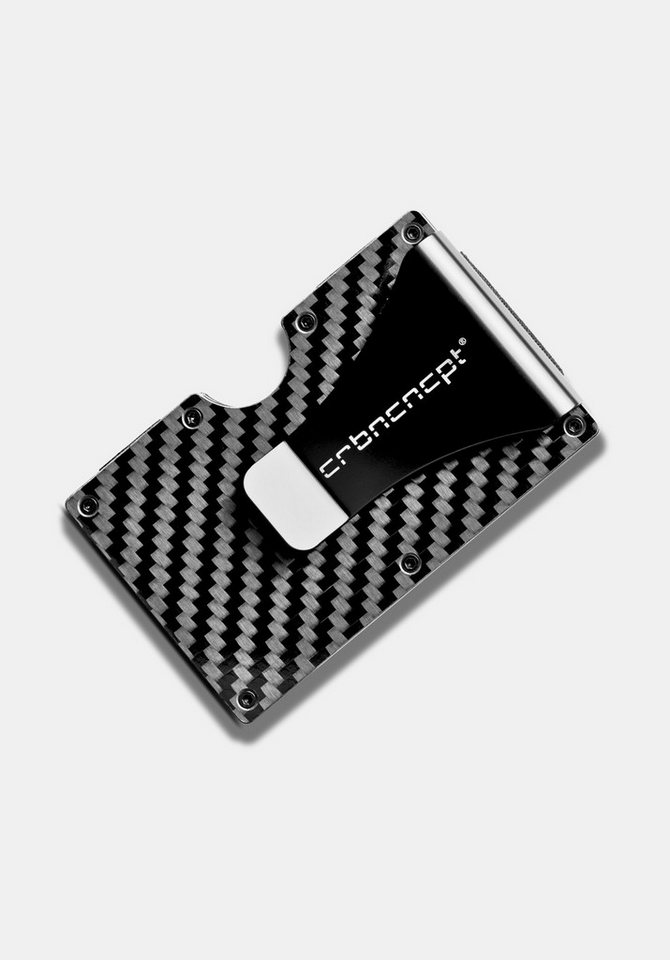 CRBNCNCPT Kartenetui Carbon Fiber Kartenetui mit Geldklammer aus Aluminium - Schwarz Herren, RFID Schutz von CRBNCNCPT