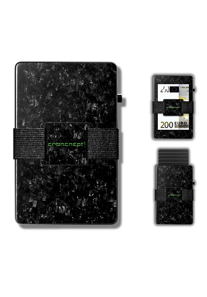 CRBNCNCPT Kartenetui Forged Carbon Smart Kartenetui - Kreditkartenetui, Schwarz Herren, RFID Schutz, Karten Verriegelung, Abnehmbares Band für Geldscheine von CRBNCNCPT