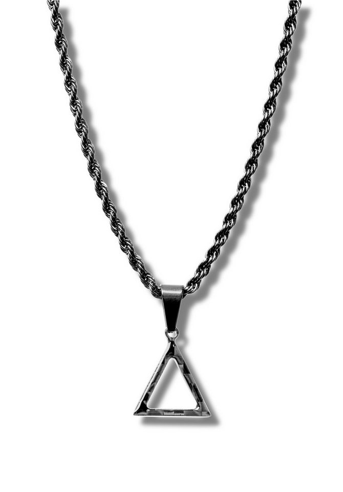 CRBNCNCPT Kette mit Anhänger Carbon Dreieck Anhänger mit schwarzer Edelstahl Kette Herren Halskette, Carbon von CRBNCNCPT