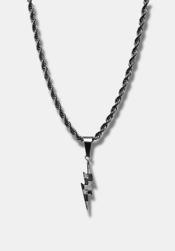 CRBNCNCPT Kette mit Anhänger Carbon Blitz Anhänger mit schwarzer Edelstahl Kette Herren von CRBNCNCPT