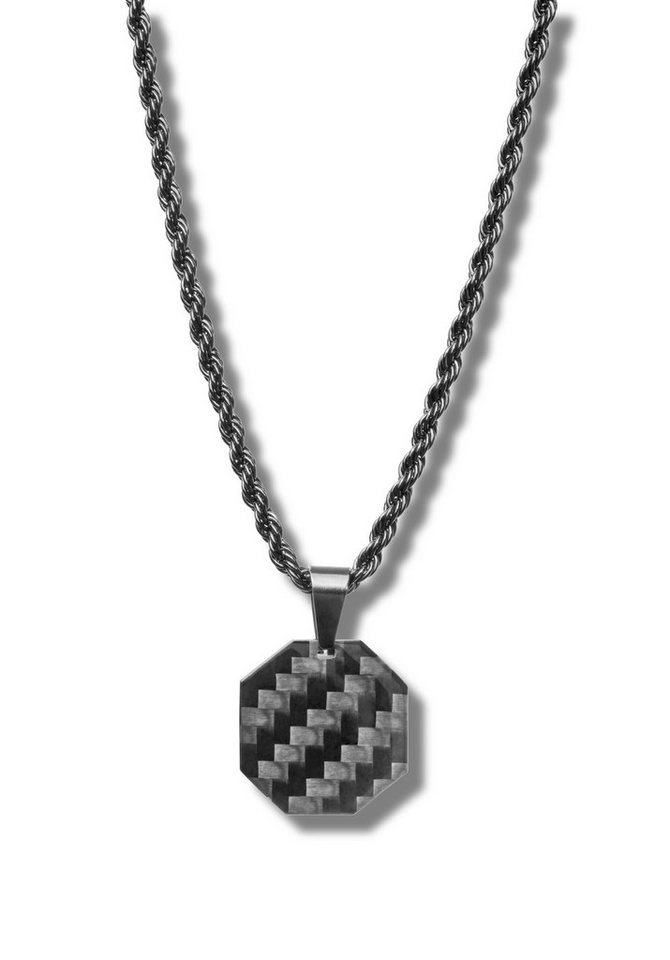 CRBNCNCPT Kette mit Anhänger Carbon Oktagon Anhänger mit schwarzer Edelstahl Kette Herren von CRBNCNCPT