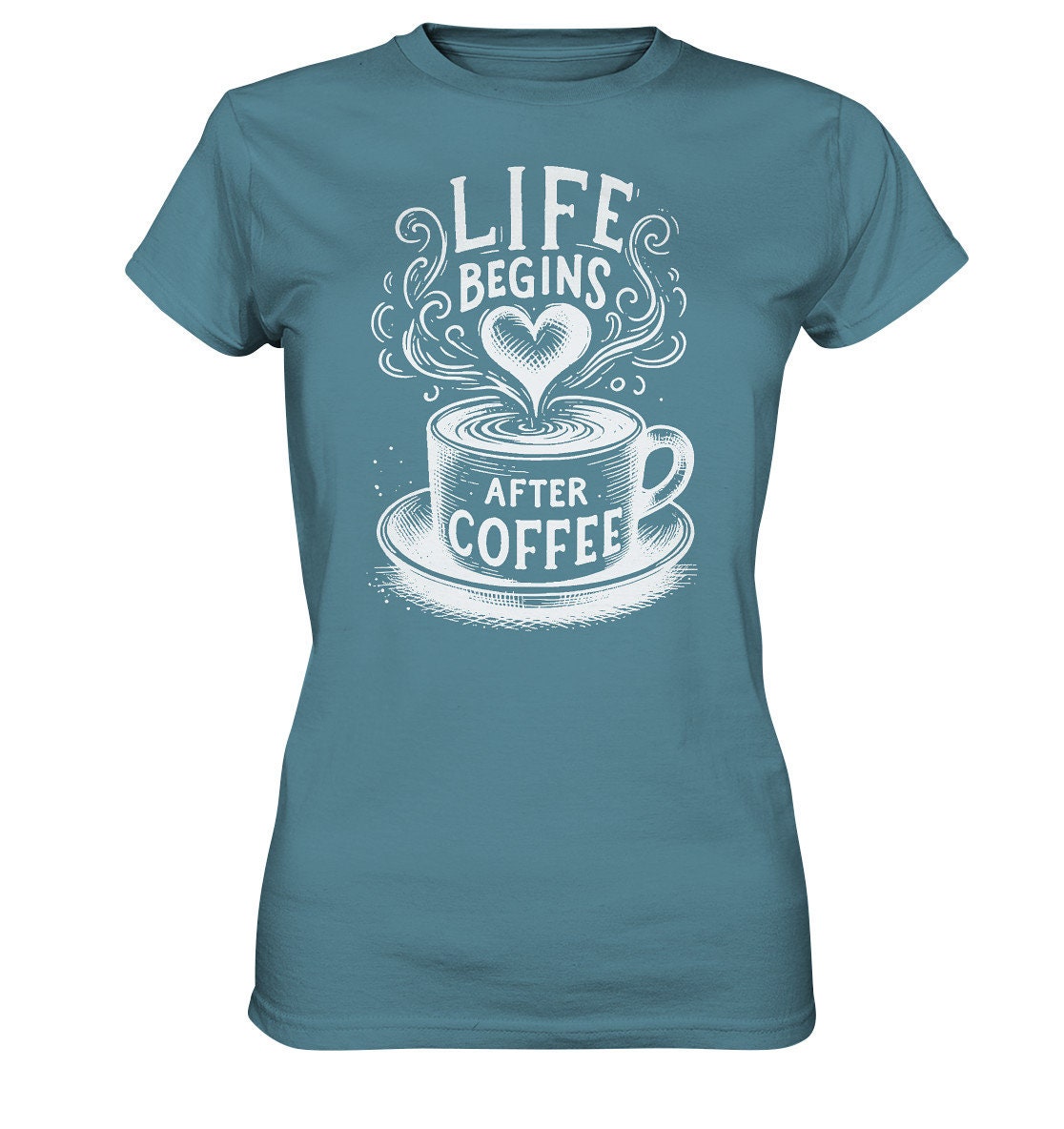 Life Begins After Coffee, Kaffeejunkie - Ladies Premium Shirt von CREAREat