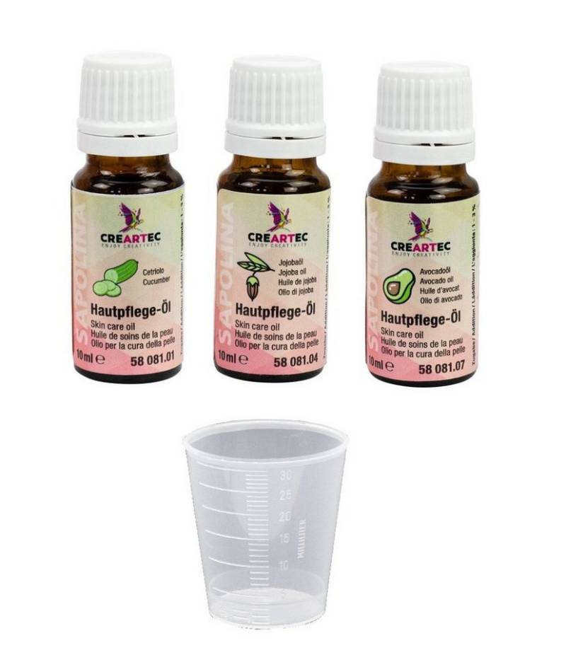 CREARTEC Handpflege-Set 3er Set Hautpflegemittel - Set mit Jojobaöl, Avocadoöl und Gurkenöl, für normale Hauttypen - Made in Germany von CREARTEC