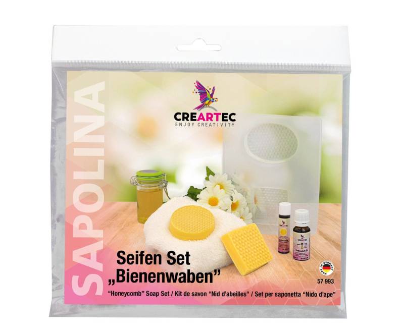 CREARTEC Seifen-Set Bienenwaben - mit Form, Farbe und Duft - für Honigfans, zur einfachen Seifenherstellung - Made in Germany von CREARTEC