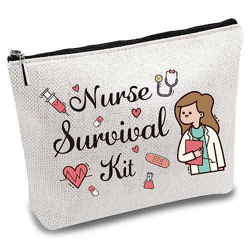 CREATCABIN Best Nurse Ever Canvas-Make-Up-Taschen Medizinische Kosmetiktasche Mehrzweck-Stiftetui Mit Reißverschluss Reise-Kulturbeutel Für Karte Frauen Federmäppchen Geschenk Thanksgiving 25x18cm von CREATCABIN