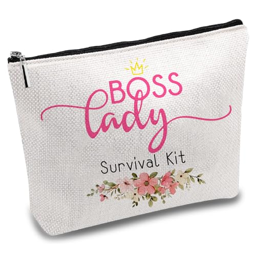 CREATCABIN Boss Lady Survival Kit,Segeltuch-Make-Up-Taschen,Kosmetiktasche,Mehrzweck-Stiftetui Aufbügeln,Metallreißverschluss,Sublimationsrohlinge,Tasche,Geldbörse,Beutel Für,Reisen,Schule,25x18cm von CREATCABIN