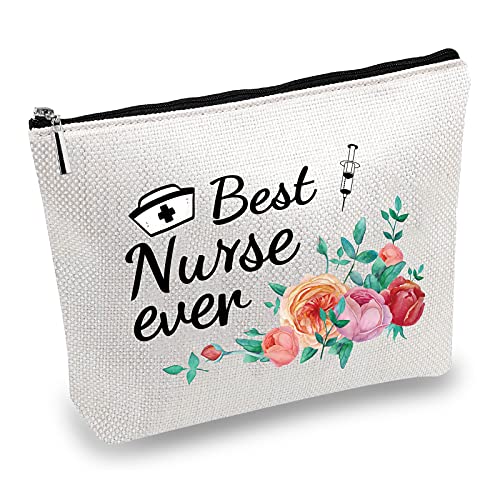 CREATCABIN Canvas Make-Up-Taschen Beste Krankenschwester Aller Zeiten Kosmetik-Mehrzweck-Stift-Etui Toilettenartikel Lustige Reisetasche Mit Reißverschluss Schulbedarf Geschenke 10 x 7 Zoll von CREATCABIN