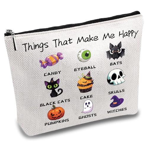 CREATCABIN Halloween Make Up Tasche Kosmetiktasche Aus Segeltuch Hexen Kürbis Mehrzweck Stifteetui Reißverschluss Kulturbeutel Reisetasche Geldbörse Beutel Tragbares Survival Kit Für Geschenke 25x18cm von CREATCABIN