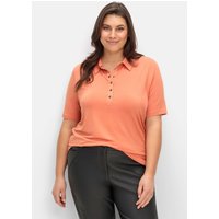 Große Größen: Poloshirt mit Metall-Druckknöpfen, papaya, Gr.40-50 von CREATION L PREMIUM