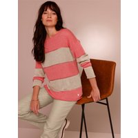 Witt Damen Leinen-Pullover, beige-grapefruit-geringelt von CREATION L PREMIUM