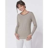 Witt Weiden Damen Pima-Baumwoll-Shirt taupe-ecru-geringelt von CREATION L PREMIUM