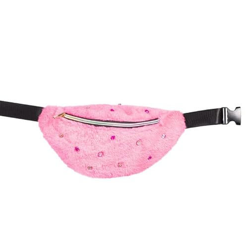 Bauchtasche Plüsch, mit Glitzersteinen, rosa von CREATIV DISCOUNT