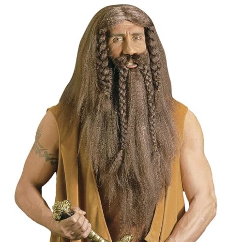 NEU Perücke Barbar mit Bart und Schnurrbart, braun von CREATIV DISCOUNT