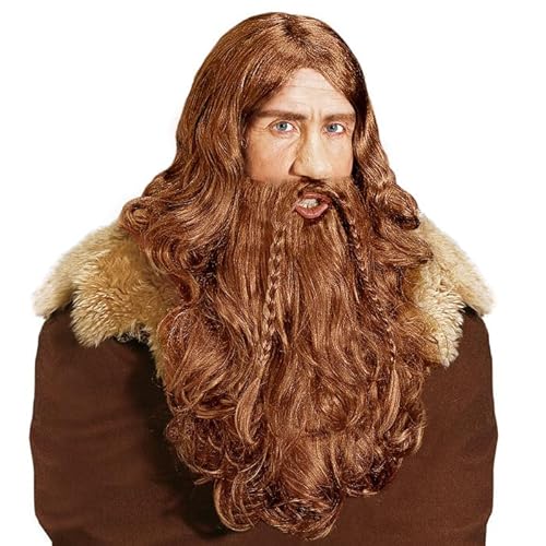 NEU Perücke Wikinger mit Bart und Schnurrbart, rötlich von CREATIV DISCOUNT