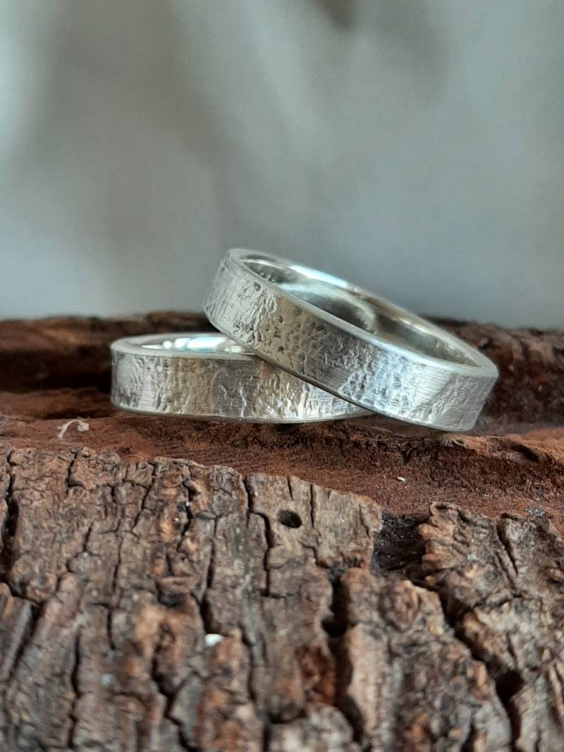 Partnerringe Für Männer Freundschaftsringe, Eheringe, Trauringe 925 Silber Unikate, Ausgefallene Struktur, Nachhaltig Aus Recyclingmaterial von CREATIV66Schmuck