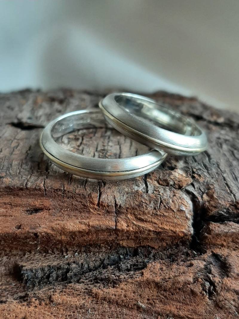 Trauringe Partnerringe Freundschaftsringe Eheringe 925 Silber 333 Gelbgold Bicolor Unikate von CREATIV66Schmuck