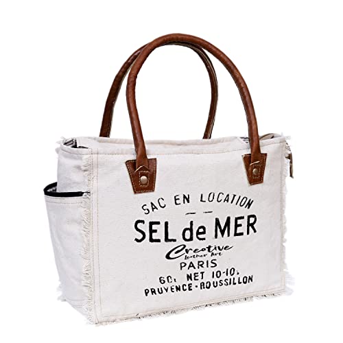 CLA Bags Sel De Mer Handtasche aus recyceltem Segeltuch und Rindsleder, recyceltes Segeltuch und Rindsleder, Cremeweiß, 13 Inch, Handtasche CLA Bags Sel De Mer Handtasche aus recyceltem Segeltuch und Rindsleder, recyceltes Segeltuch und Rindsleder, Cremeweiß, 13 Inch, Handtasche von CREATIVE LEATHER ART