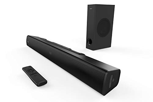 Creative Stage V2 2.1 Soundbar mit Subwoofer, Clear Dialog und Surround von Sound Blaster, Bluetooth 5.0, TV ARC, Optical sowie USB Audio, Wandmontage möglich, Bass- und Höheneinstellung, für TV von CREATIVE