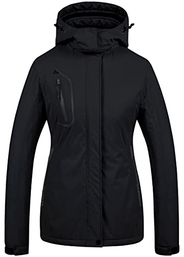 CREATMO US Damen Mountain Wasserdichte Skijacke Winddicht Snowboardjacke Warm Wintermantel Regenmantel, Schwarz, 3XL von CREATMO US