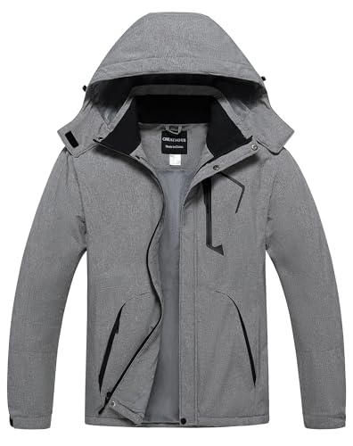 CREATMO US Herren Mountain Wasserdichte Skijacke Snowboardjacke Winddichte Snowboardjacke Warm Wintermantel Regenmantel, Dunkelgrau meliert, XX-Large von CREATMO US