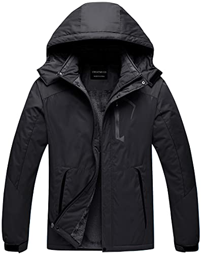 Herren Mountain Wasserdicht Skijacke Snowboardjacke Winddicht Snowboardjacke Warm Wintermantel Regenmantel, schwarz, XXX-Large von CREATMO US