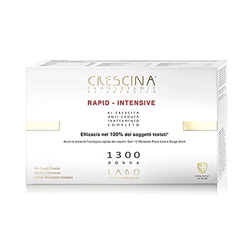 LABO Crescina Transdermic Rapid Intensive Doppelbehandlung gegen Haarausfall und Haarausfall, 1300 Damen, 20 + 20 Ampullen von CRESCINA