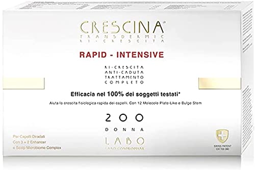 Labo Crescina Transdermic Rapid Intensive Doppelbehandlung gegen Fallen und Nachwachsen, 200 Frauen, 20 + 20 Ampullen von CRESCINA