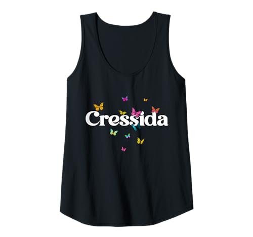 Damen Cressida - Schöner Mädchen Name mit bunten Schmetterlingen Tank Top von CRESSIDA Tochter Enkel Geburtstag Geschenkideen