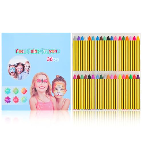 Kinderschminken Set mit 36 Farben auf Wasserbasis – Schminkkoffer Mädchen für Fasching, Karneval & Halloween – sanfte, abwaschbare Gesichtsfarben Kinderschminken. von CRESZZLE