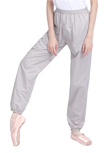 CRETUAO Tanzhosen Ballett Warm-up Hosen lose Trainingshosen dünne weiche Ripstop Hosen Leicht Gymnastikhose,Grau,S von CRETUAO