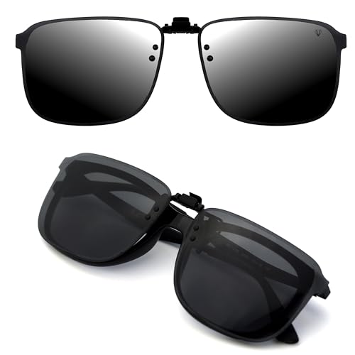 CREYESTAL Polarisiert Sonnenbrillen Aufsatz Brille, Sonnenbrille Clip, Anhebbar und Ultraleicht, Herren, Damen 100% UV400 von CREYESTAL