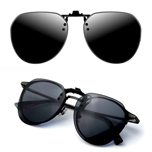 CREYESTAL Polarisiert Sonnenbrillen Aufsatz Brille, Sonnenbrille Clip, Anhebbar und Ultraleicht, Herren, Damen 100% UV400 von CREYESTAL