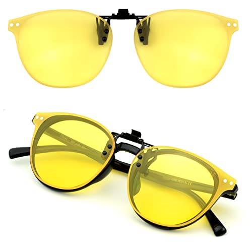 CREYESTAL Polarisiert Nachtfahrbrille Clip für Brillenträger, Überzieh Nachtsichtbrille für Autofahrer, Ultraleicht, Herren, Damen von CREYESTAL