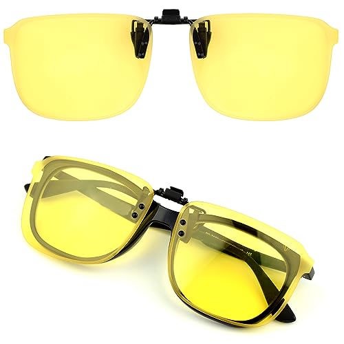CREYESTAL Polarisiert Nachtfahrbrille Clip für Brillenträger, Überzieh Nachtsichtbrille für Autofahrer, Ultraleicht, Herren, Damen von CREYESTAL